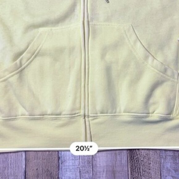 French Laundry Yellow Hoodie Zip Front Jacket Sweatshirt Fleece XL Casual NWT - Picture 6 of 10